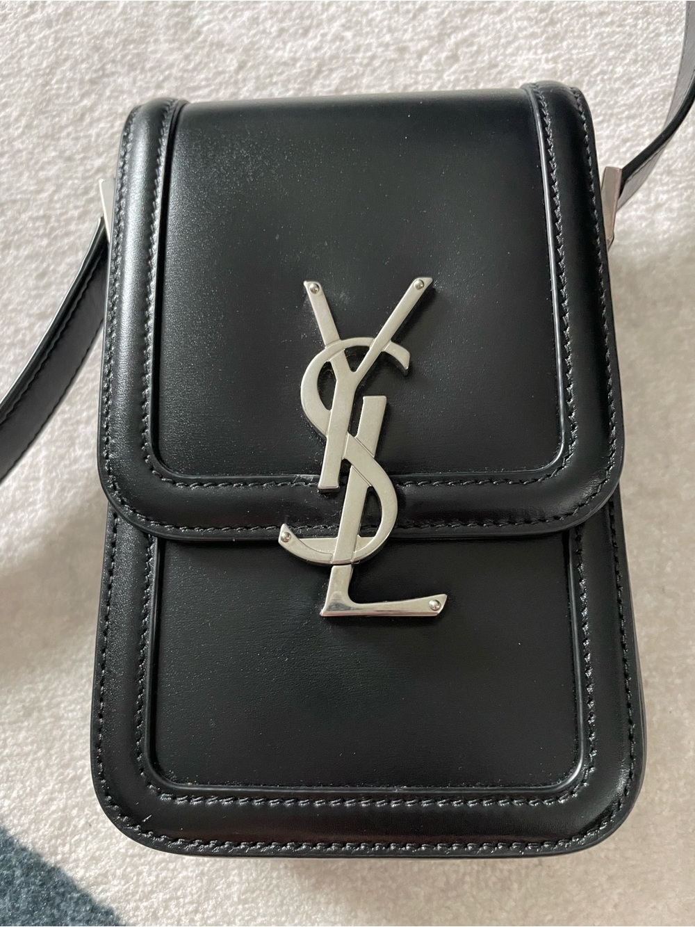 SAINT LAURENT   SOLFERINO MINI BAG IN SMOOTH LEATHER.  Black.  Never Used